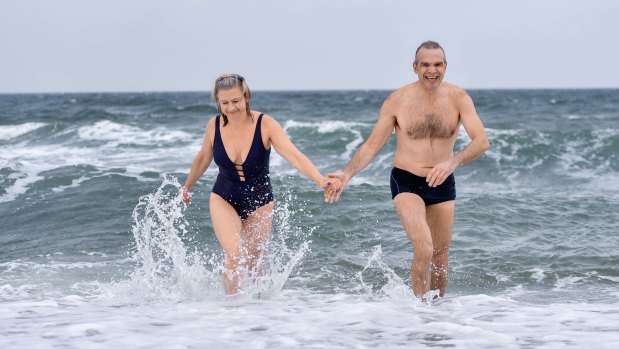 Mikhail and Natasha Anossovitch are keeping up the cold watrer swimming they started during lockdown.