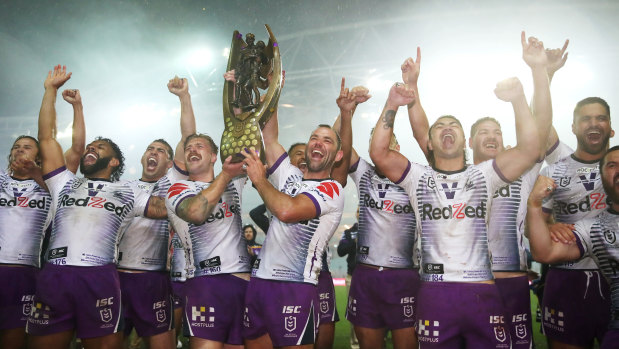 Melbourne Storm winning last year’s grand final.