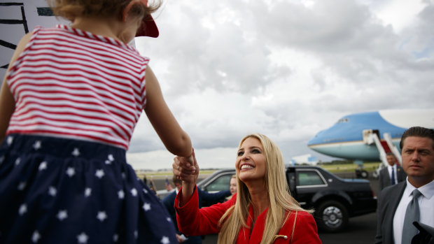 Ivanka Trump shakes hands with a supporter after getting off Air Force One in Florida on Tuesday.
