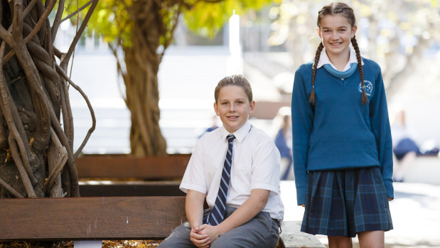 Year 7 St Mary McKillop College students Luca Hrstic and Katie Williams.