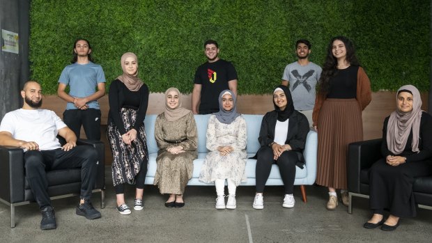 Students and staff from Alpha Omega Senior College: Rashid Derbas (Maths Teacher) Mohamad Teghlobi, Dana Abdel Qader, Rossel Alobeidi, Mohammed Charkawi, Ayesha Athar, Rayanne Issa, Mohammed Hussein, Sarah Haidar and Fatin Kurdi (Head of Department). 