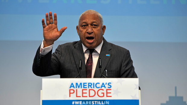 Strong words: Fiji Prime Minister Frank Bainimarama at COP23 climate change conference in Bonn, Germany in 2017.