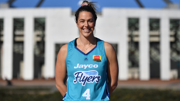 Vote of confidence: Australian Opal and Southern Flyers star signing, Jenna O'Hea, at the season launch of the Womens National Basketball League at Parliament House in Canberra.