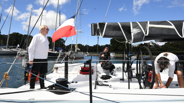 Captain's watch: Eric de Turckheim watches his crew make last-minute preparations before the Sydney to Hobart.