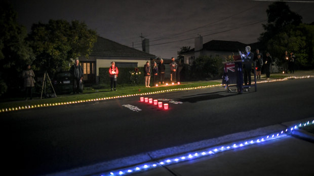 Residents of Clara Street in Macleod set up a makeshift stage for a dawn service.