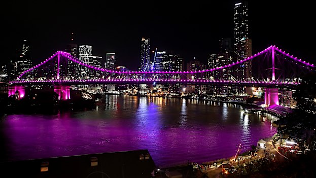 Brisbane’s Story Bridge was lit up pink in February in memory of Hannah Clarke and her children.