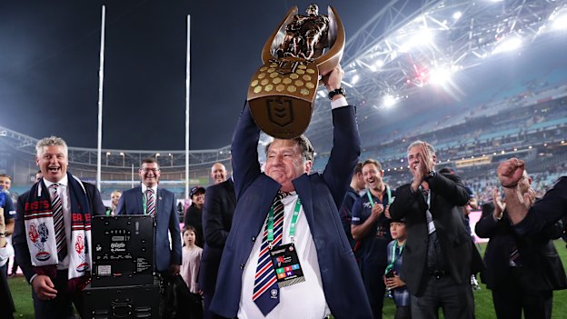  Politis celebrates the 2019 grand final win.