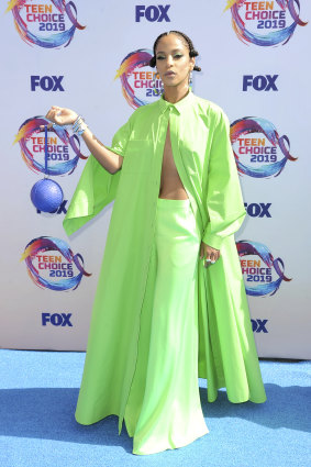 Actress Megalyn Echikunwoke embodies the neon trend at last week's Teen Choice Awards.