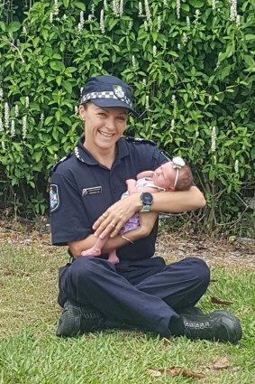 Queensland police officer Senior Constable Christine Fox with baby girl Ayla.