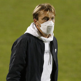 Matildas coach Tony Gustavsson after the final whistle.