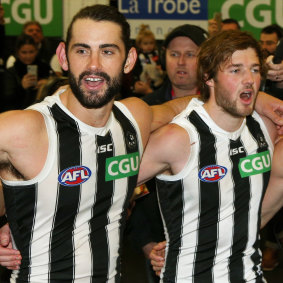 Ruck partners? Magpies Brodie Grundy and Rupert Wills.