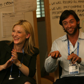 Actors Cate Blanchett and Hugh Jackman were among the celebrity summiteers. 