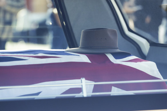 Tim Fischer's iconic Akubra hat featured in the farewell. 