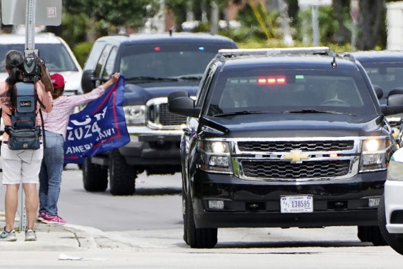 Donald Trump arrives at his Doral resort in Miami on Monday (Tuesday AEST).