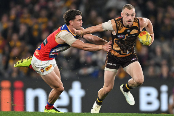 Midfielder James Worpel was a key player in the Hawks’ fifth-straight win over Brisbane.