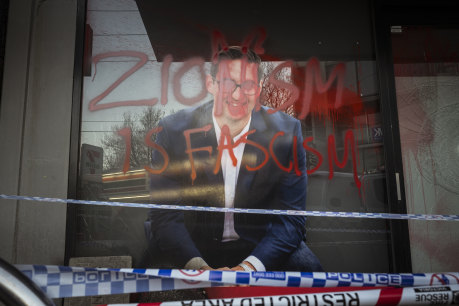 The Melbourne office of Jewish MP Josh Burns was vandalised with anti-Zionist graffiti in June.