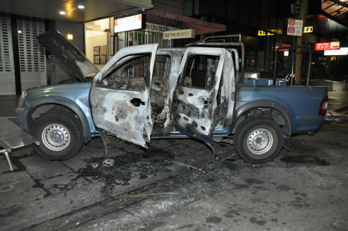 The ute that was set alight by Hassan Khalif Shire Ali.