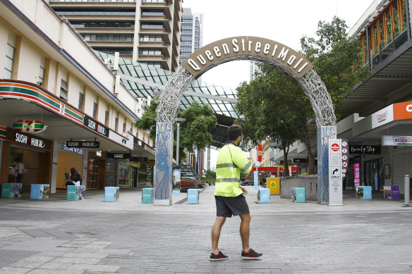 An empty Queen Street Mall during the three-day lockdown.