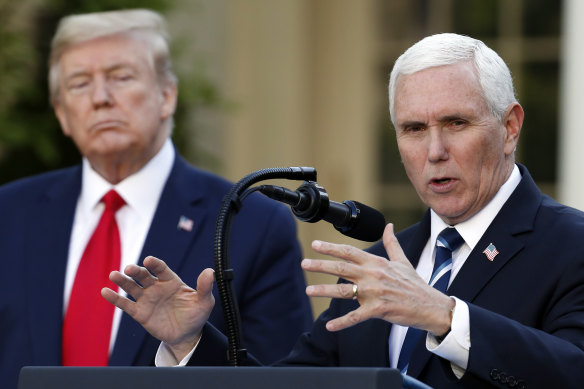 Donald Trump and Mike Pence as president and vice president in April 2020.