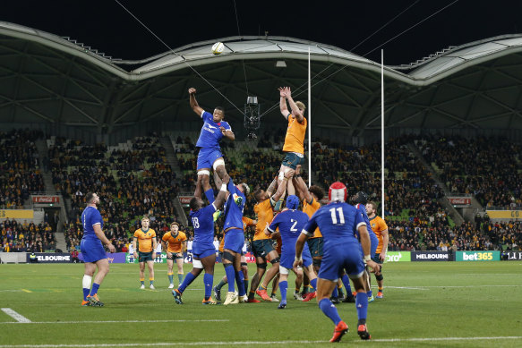 The test match between the Wallabies and France at AAMI Park.