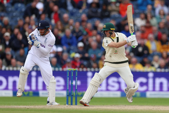 Labuschagne played with more resolve on Saturday, motoring through the 80s and 90s with sixes off successive Joe Root overs.