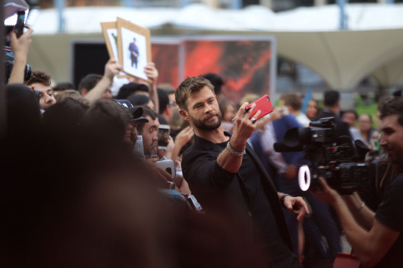 Chris Hemsworth at the launch of Thor Ragnarok in Sydney in 2017. Disney has argued that the production of such movies should count towards any local content obligations.