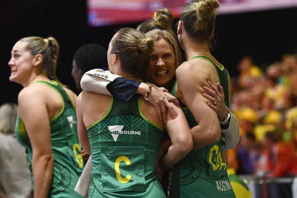 Jubilant: Australia celebrates the win. 