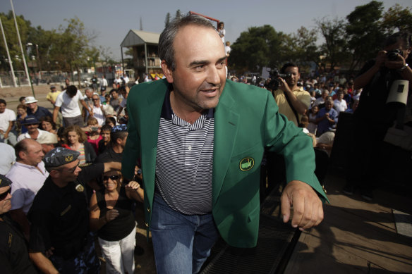 Angel Cabrera after winning the Masters in 2009.