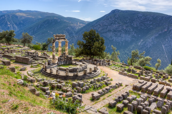 View of the Tholos at the sanctuary of Athena Pronaia, Delphi.