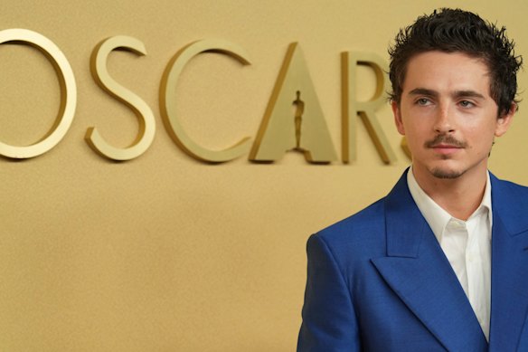 Timothée Chalamet arrives at the 98th Academy Awards Oscar nominees luncheon last month.
