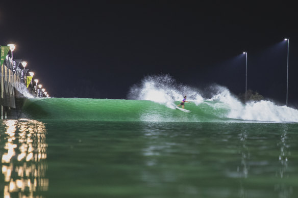 California’s Surf Ranch under lights.