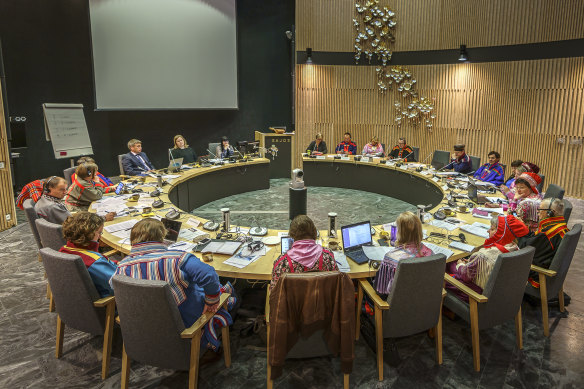 Inside the Samediggi, which was formed in 1996 to give a voice to the Sami.