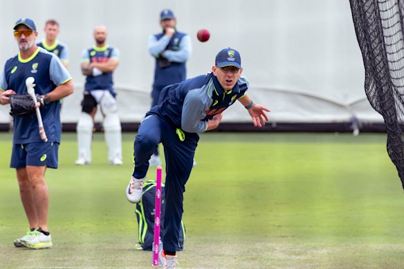 Todd Murphy goes through his paces in the SCG nets.