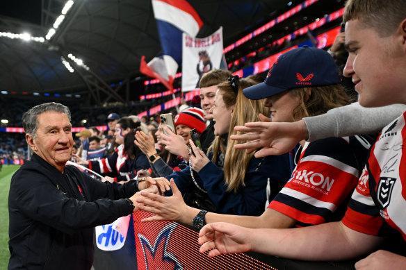 Nick Politis with Sydney Roosters fans.