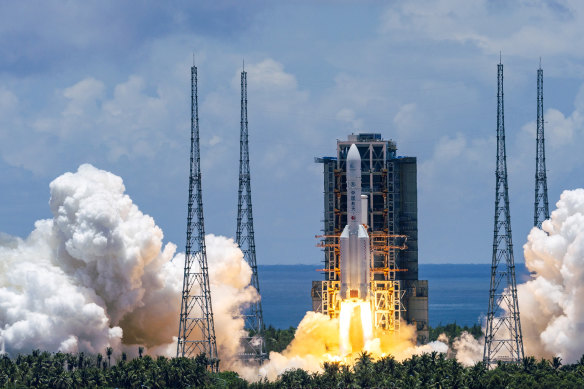 The Tianwen-1 Mars probe lifts off from the Wenchang Space Launch Centre in southern China's Hainan Province.