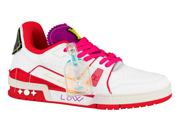 A limited edition Louis Vuitton sneaker available at the Sydney pop-up store, where a portion of the proceeds will go to charity in memory of designer Virgil Abloh.