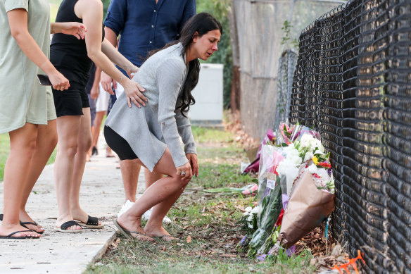 Leila Abdallah at the scene where three of her six children were killed by an alleged drunk-driver.