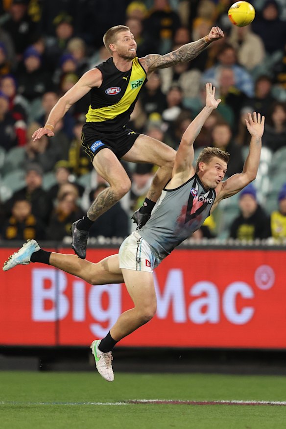 Nathan Broad displays his defensive prowess.