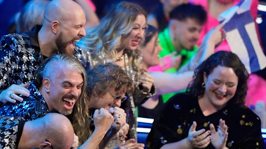 A Comm Games with Eurovision pike? Australia’s Voyager  during the vote count at the grand final of the Eurovision song contest in Liverpool, England, in May this year.