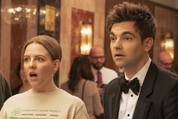 Helena Yorke and Drew Tarvey in The Other Two, which skewers celebrity culture with absurd detail.