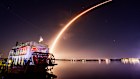 A SpaceX rocket carrying 23 Starlink satellites pictured in Florida last year. 