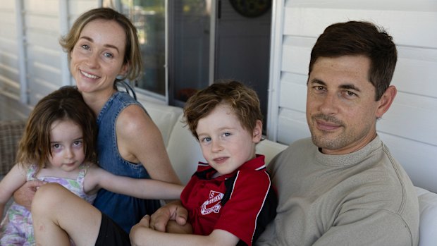 Sarah Peddie-McGuirk and James Turnbull with their children, Henry, 6, and Sadie, 4.