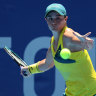 Ash Barty in action at the Tokyo Olympics.