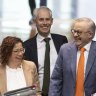 Minister for Social Services Amanda Rishworth and Prime Minister Anthony Albanese arrive for for Question Time at Parliament House in Canberra on Thursday 22 August 2024. fedpol Photo: Alex Ellinghausen