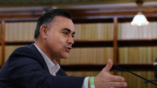 John Barilaro giving evidence during the inquiry into his appointment as Senior Trade and Investment Commissioner to the Americas, at NSW Parliament. Sydney, NSW. 8th August, 2022. Photo: Kate Geraghty 