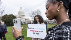 Protesters in Washington against the bill banning TikTok.