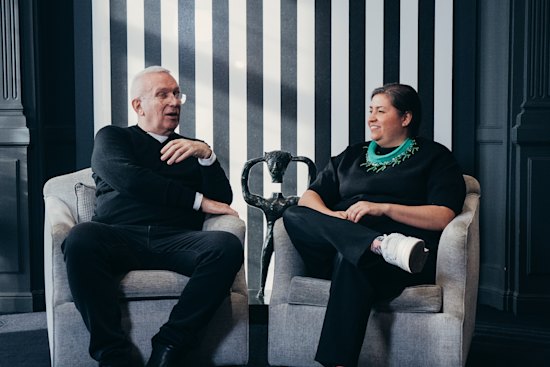 Jean Paul Gaultier and Grace Lillian Lee in Paris.