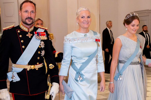 Princess Ingrid Alexandra with her parents Crown Prince Haakon and Crown Princess Mette-Marit attend the 18th birthday celebrations for Denmark's Prince Christian in 2023.
