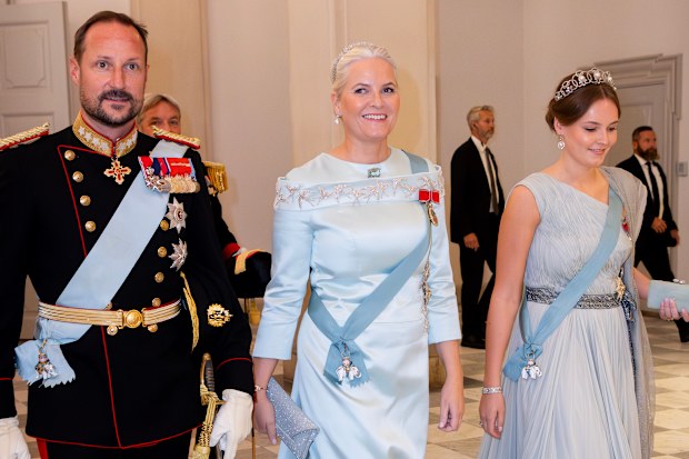 Princess Ingrid Alexandra with her parents Crown Prince Haakon and Crown Princess Mette-Marit attend the 18th birthday celebrations for Denmark's Prince Christian in 2023.