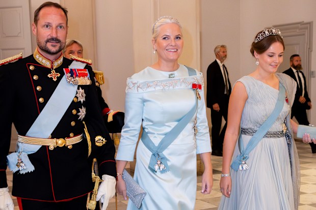 Princess Ingrid Alexandra with her parents Crown Prince Haakon and Crown Princess Mette-Marit attend the 18th birthday celebrations for Denmark's Prince Christian in 2023.